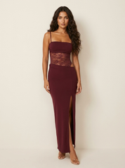 Maxi jurk met kanten corsage - Sina
