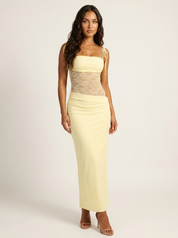 Maxi jurk met kanten corsage - Sina