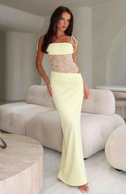 Maxi jurk met kanten corsage - Sina