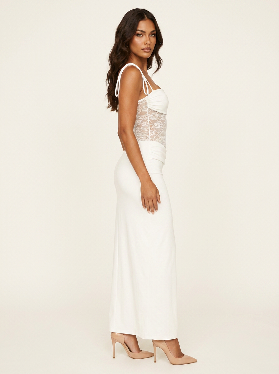 Maxi jurk met kanten corsage - Sina