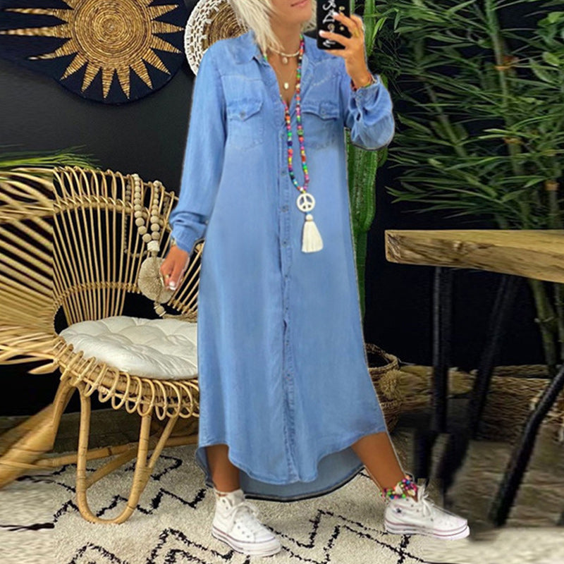 Maxi overhemdjurk met denimlook - Nova