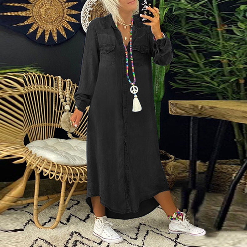 Maxi overhemdjurk met denimlook - Nova