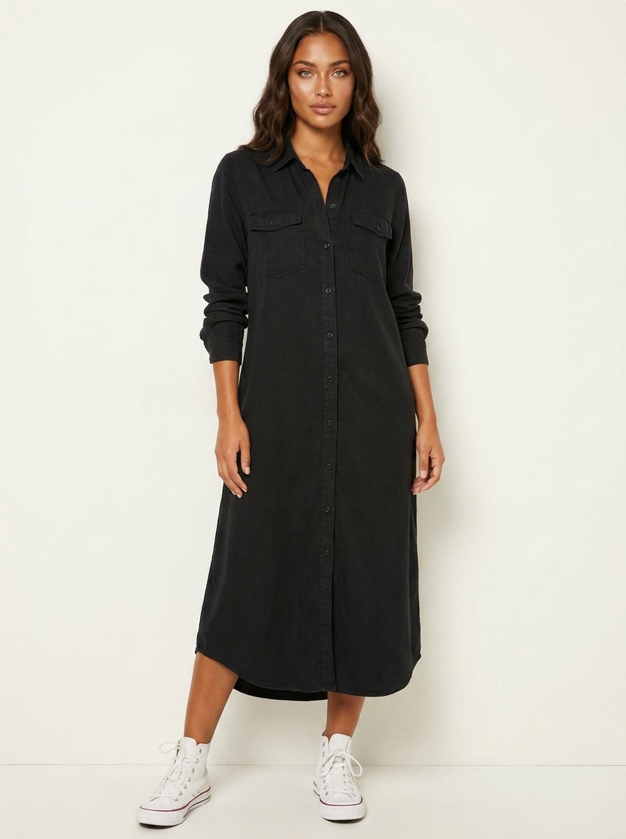Maxi overhemdjurk met denimlook - Nova