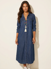Maxi overhemdjurk met denimlook - Nova