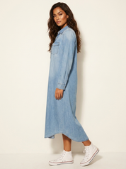 Maxi overhemdjurk met denimlook - Nova