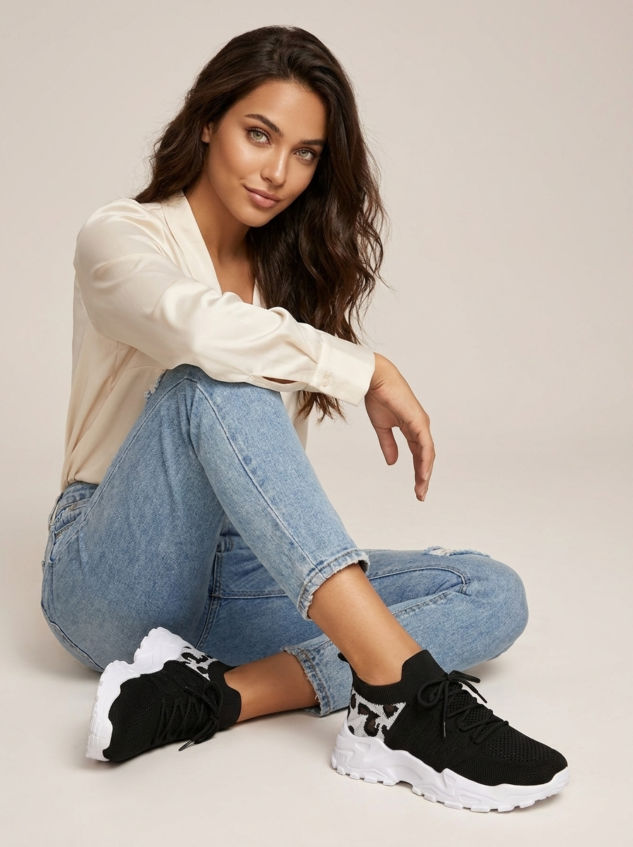 Mesh sneakers met luipaarddetails - Zoë