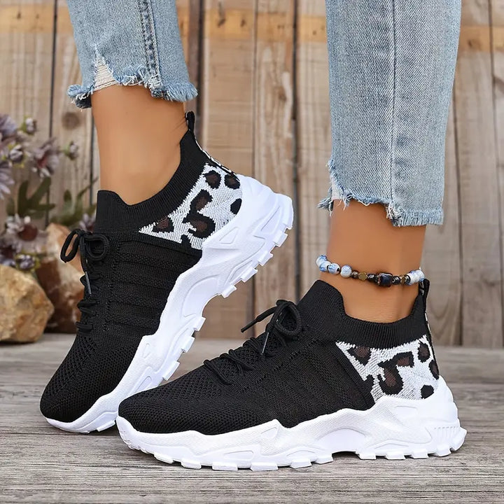 Mesh sneakers met luipaarddetails - Zoë
