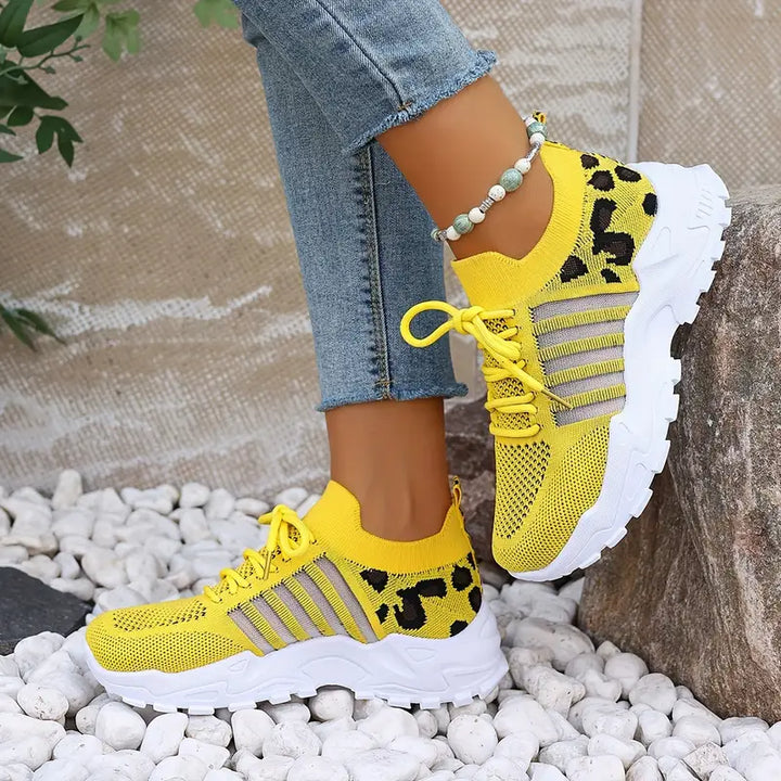Mesh sneakers met luipaarddetails - Zoë