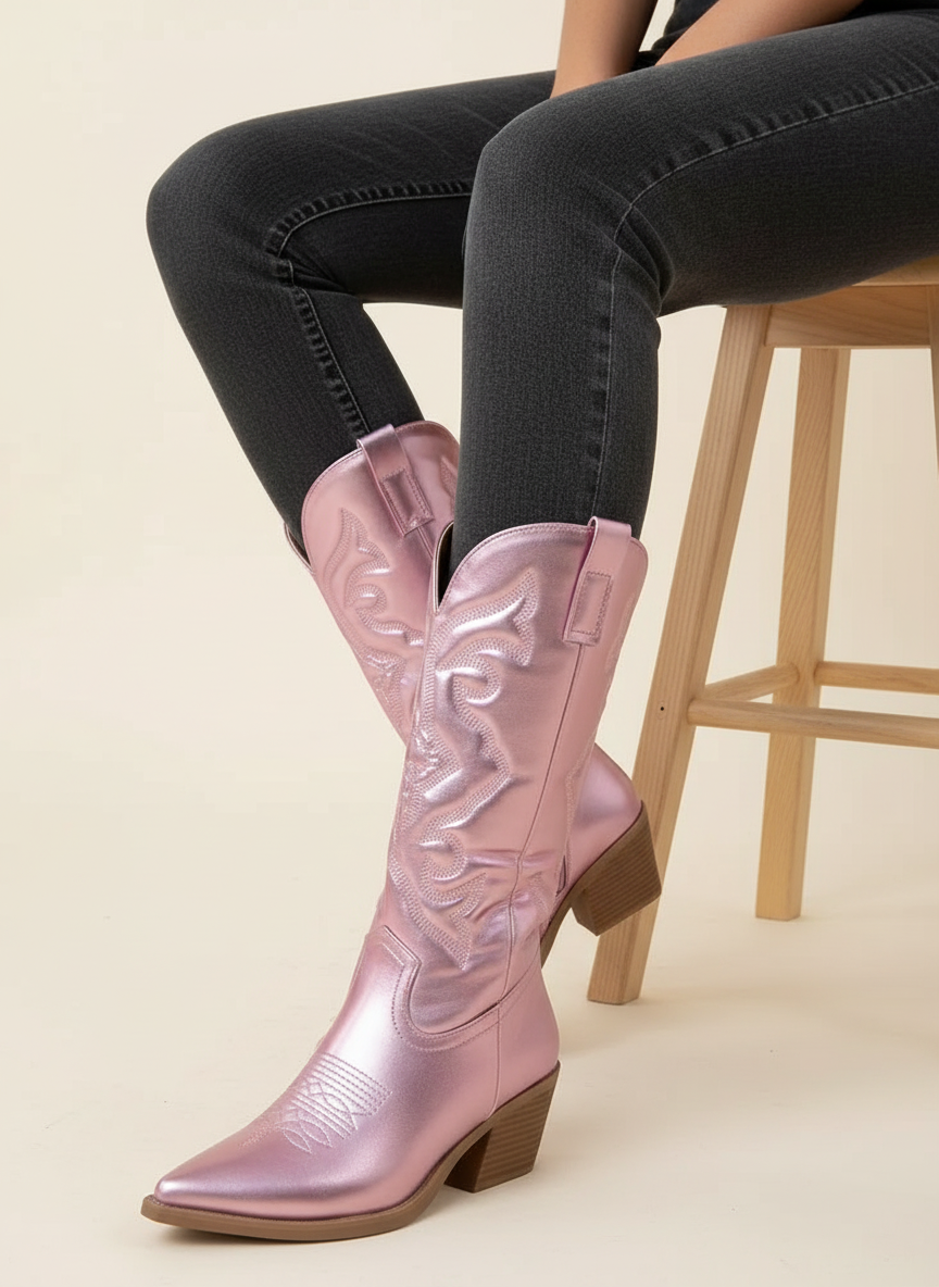 Metallic western dames laarzen – Valentina