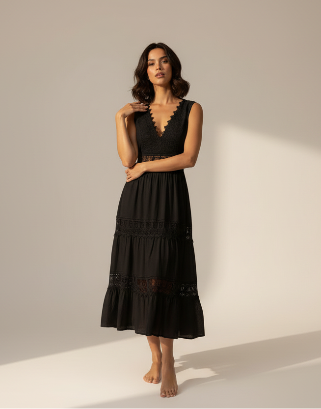 verfijnde en elegante jurk met delicate kanten details voor een romantische en stijlvolle uitstraling