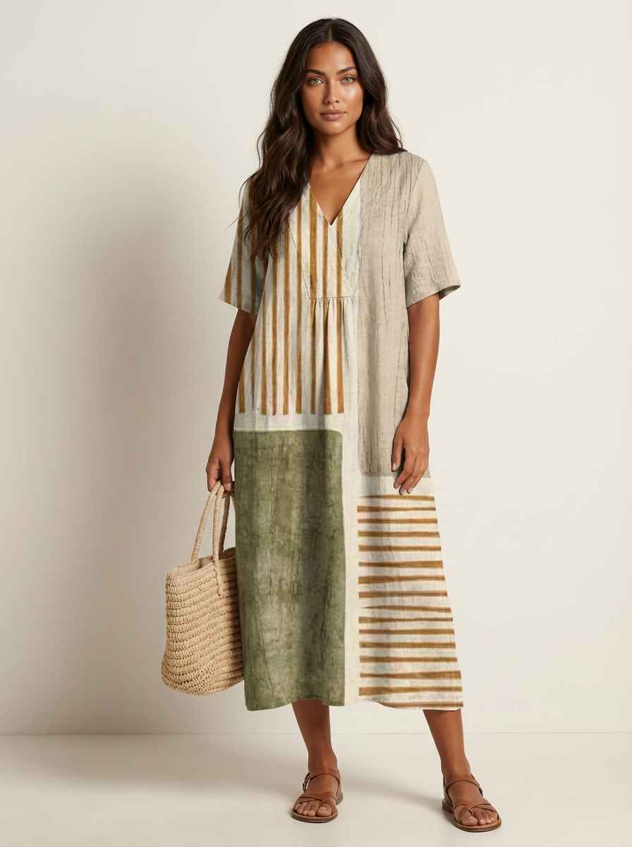 Midi damesjurk met print - Serena