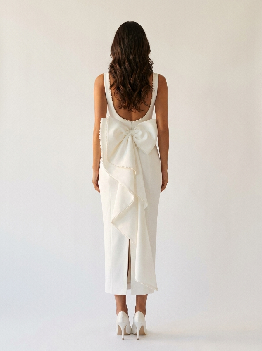 Midi jurk met open rug en strik - Celeste