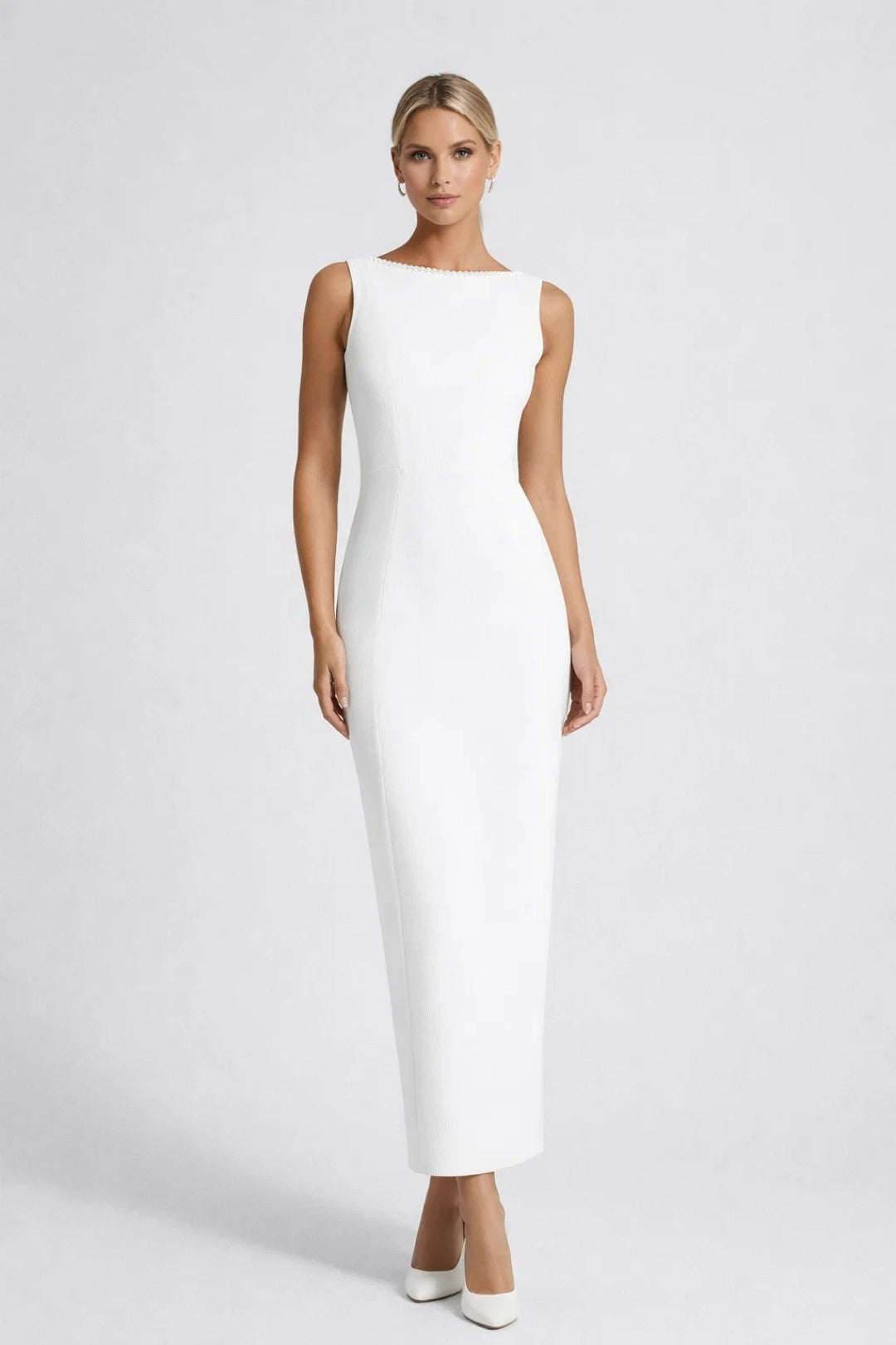 Midi jurk met open rug en strik - Celeste