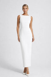 Midi jurk met open rug en strik - Celeste