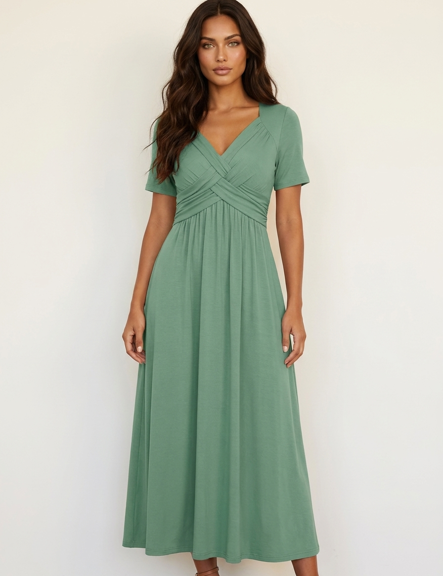 Midi dress with a wrap neckline and pockets - Selby