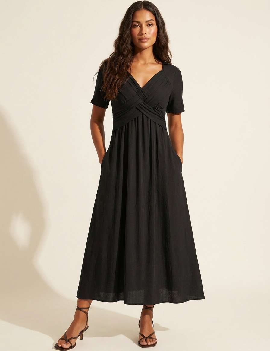Midi dress with a wrap neckline and pockets - Selby