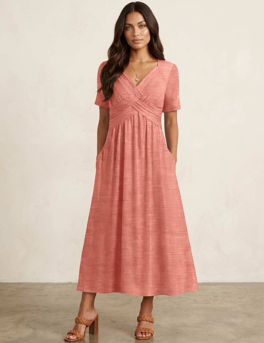 Midi dress with a wrap neckline and pockets - Selby