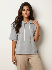 Minimalistische hoodie top met korte mouwen - Elin