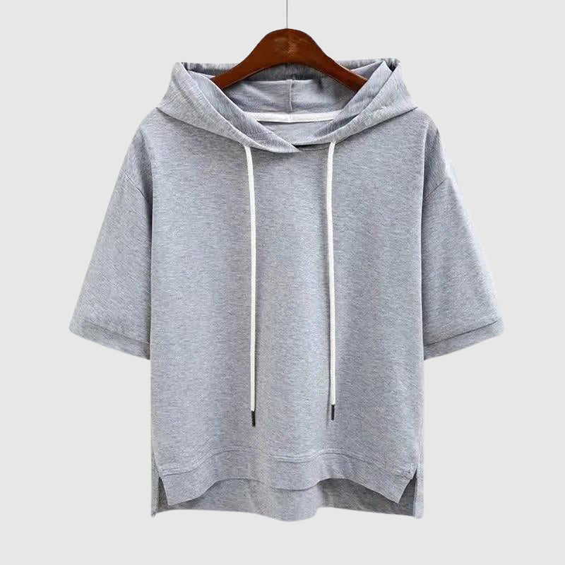Minimalistische hoodie top met korte mouwen - Elin