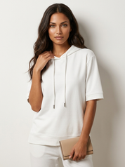 Minimalistische hoodie top met korte mouwen - Elin