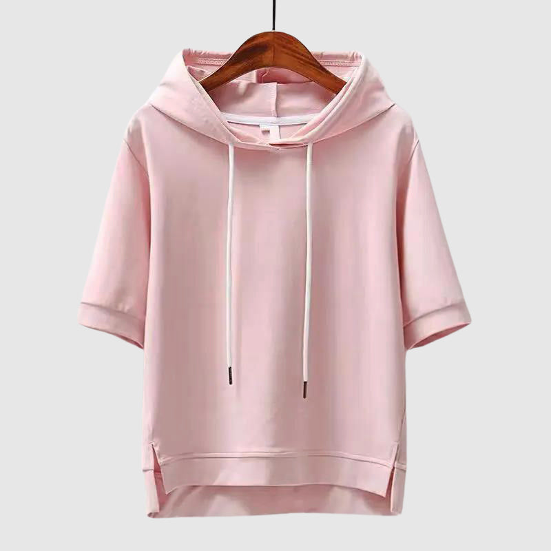 Minimalistische hoodie top met korte mouwen - Elin