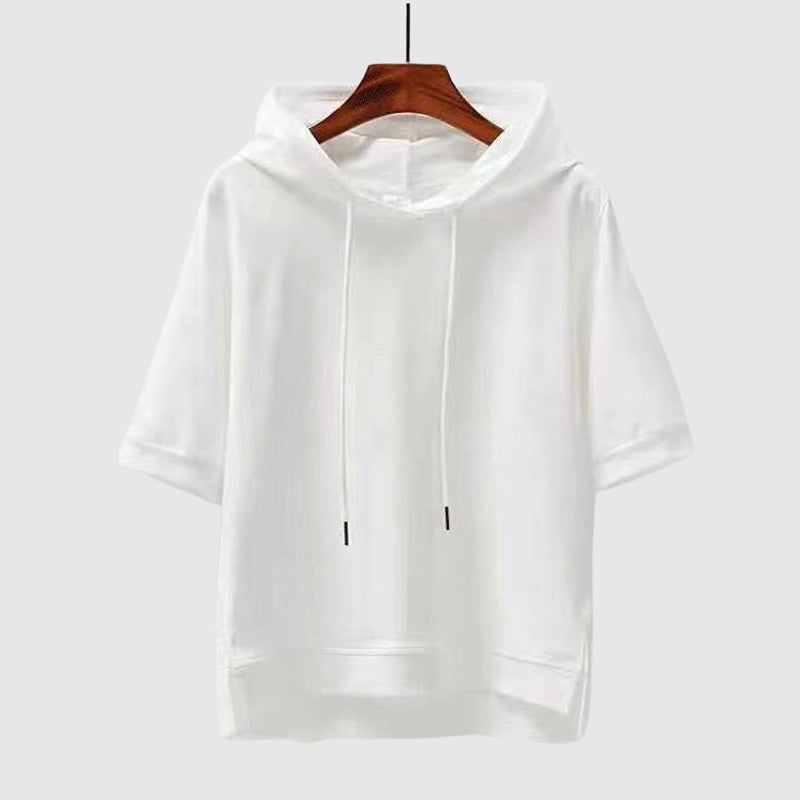 Minimalistische hoodie top met korte mouwen - Elin