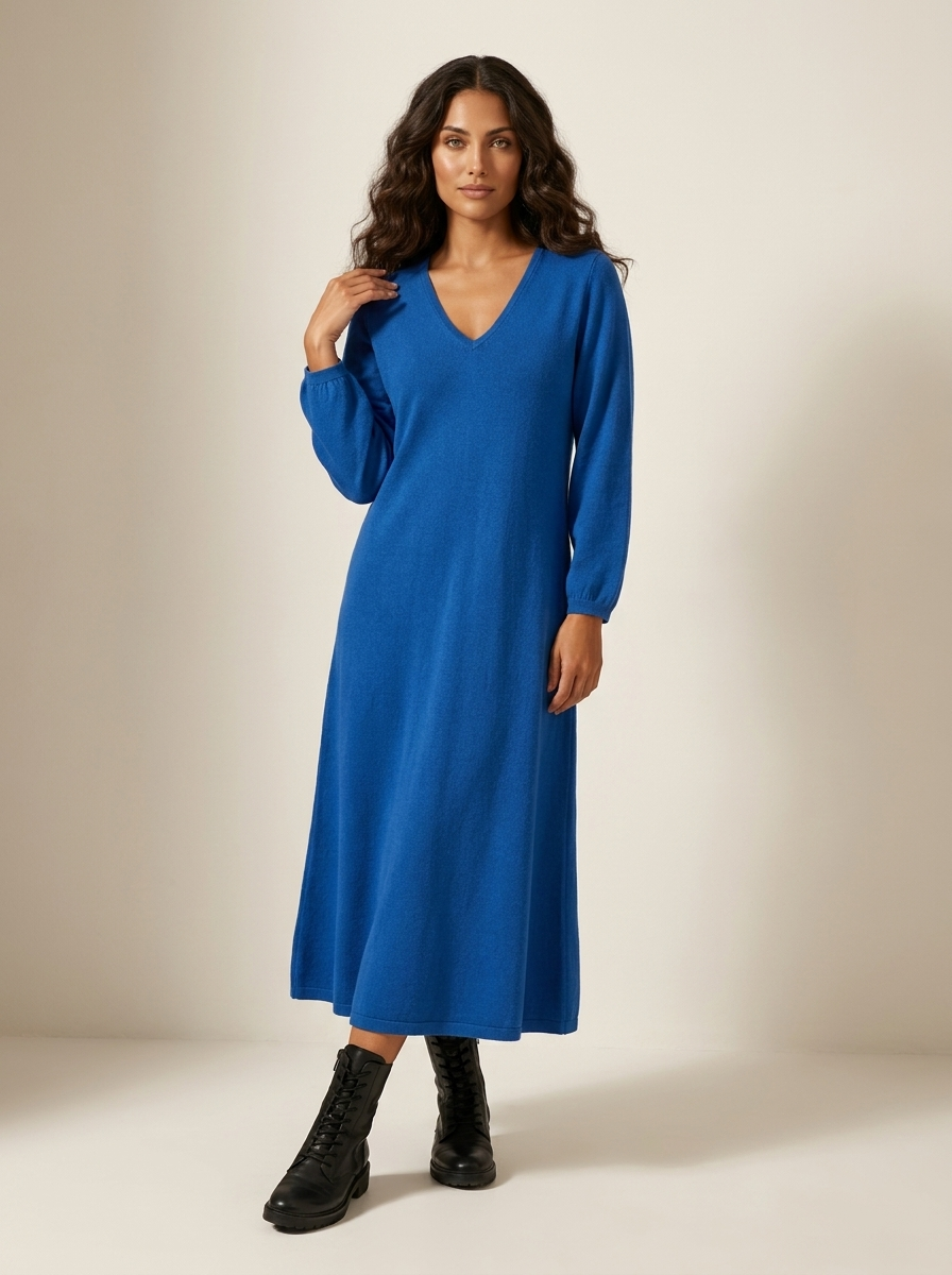 Minimalistische maxi jurk met lange mouwen - Noëlle