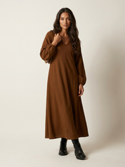 Minimalistische maxi jurk met lange mouwen - Noëlle