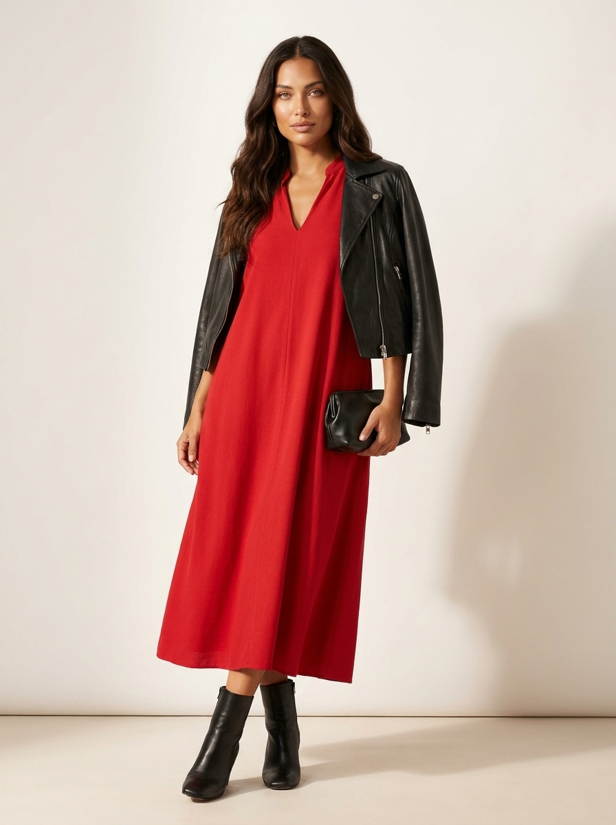 Minimalistische maxi jurk met lange mouwen - Noëlle