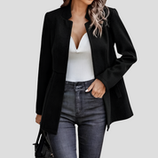 Moderne lange dames blazer met open kraag – Elodie