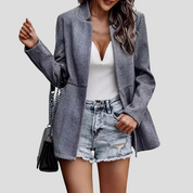 Moderne lange dames blazer met open kraag – Elodie