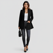 Moderne lange dames blazer met open kraag – Elodie