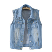 Mouwloos denim dames vest met zakken – Elin