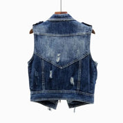 Mouwloos denim vest met biker uitstraling – Mila