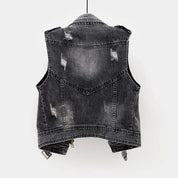 Mouwloos denim vest met biker uitstraling – Mila
