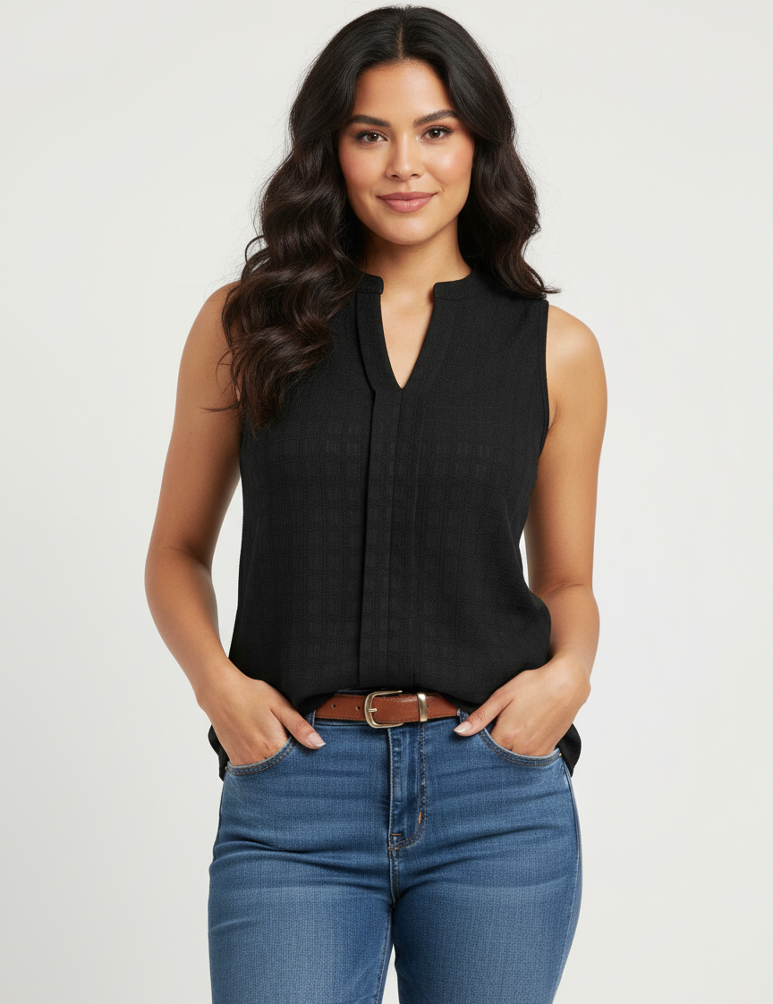 Elegant sleeveless top with V-neck – Ava
