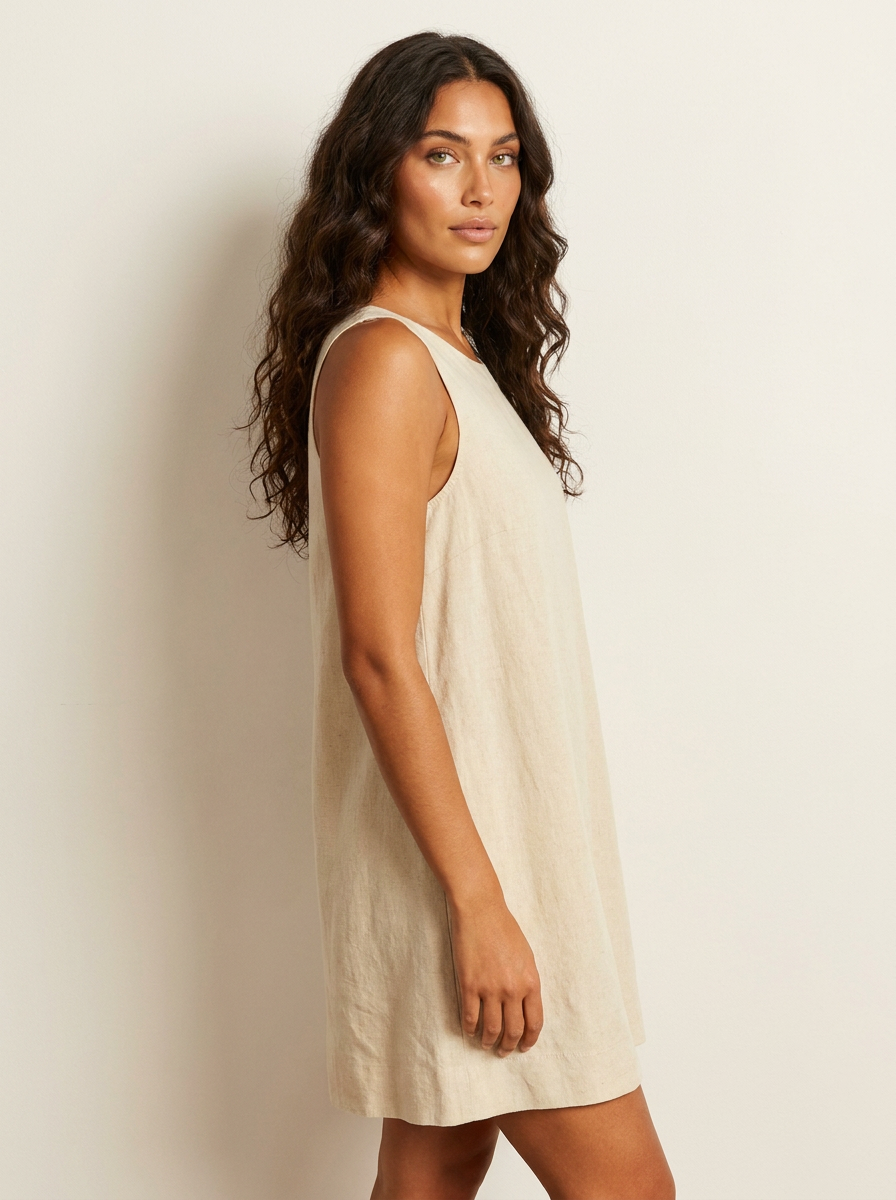 Mouwloze mini jurk met open rug - Claire
