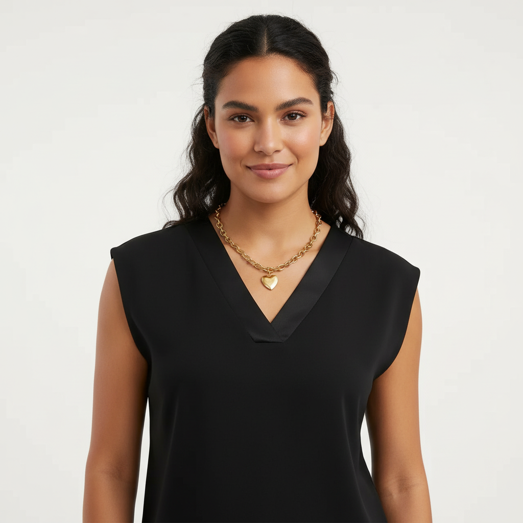Sleeveless women’s blouse with V-neck – Femke