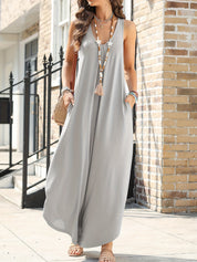 Mouwloze dames jumpsuit met wijde pijpen – Eden