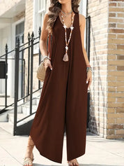 Mouwloze dames jumpsuit met wijde pijpen – Eden