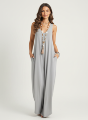 Mouwloze dames jumpsuit met wijde pijpen – Eden