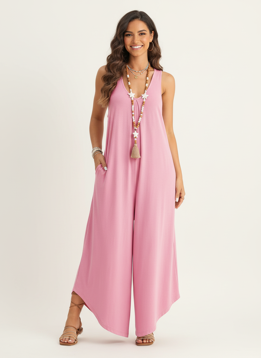 Mouwloze dames jumpsuit met wijde pijpen – Eden