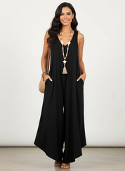 Mouwloze dames jumpsuit met wijde pijpen – Eden