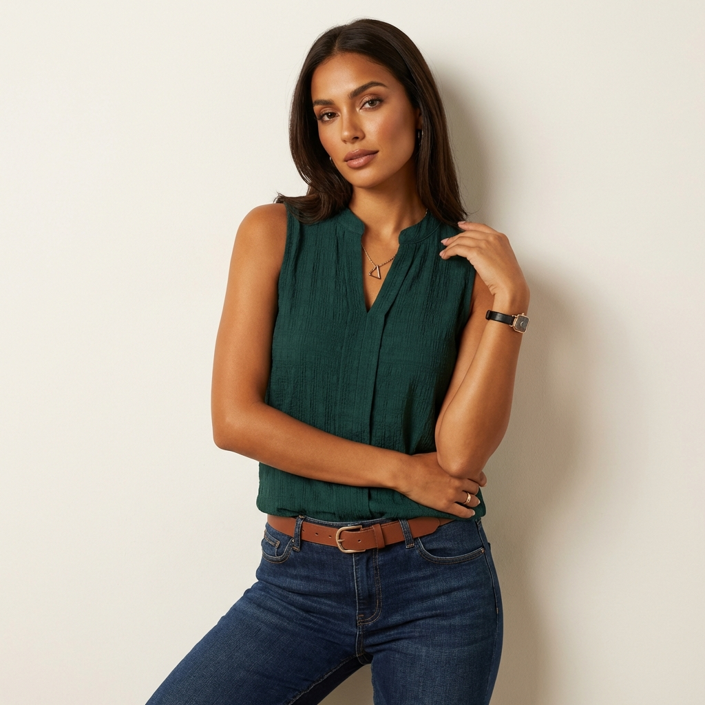 Mouwloze elegante top met V-hals – Ava