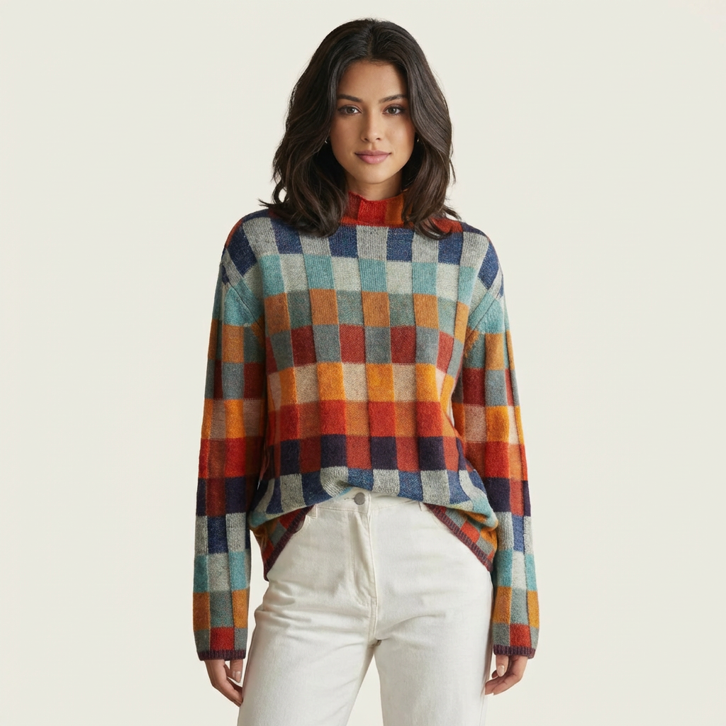 Multicolor damestrui met ruitpatroon – Elara