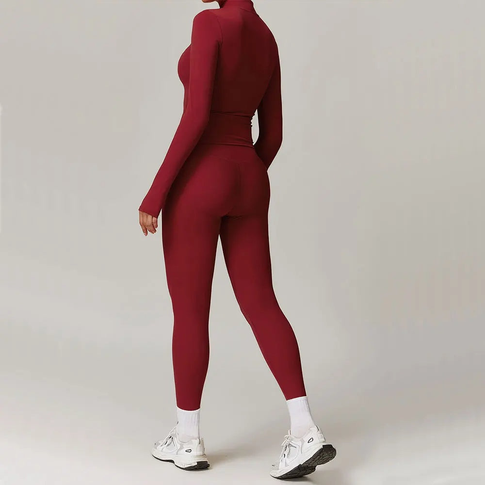 Naadloze activewear set met lange mouwen en legging – Nova