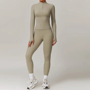 Naadloze activewear set met lange mouwen en legging – Nova
