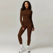 Naadloze activewear set met lange mouwen en legging – Nova