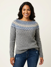 Noors gebreide dames trui met patroon – Elin
