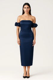 Off-shoulder midi jurk met pofmouwen - Valentina
